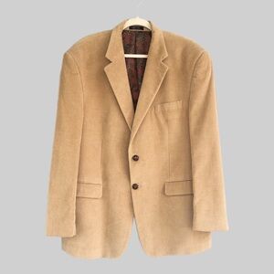 Lauren Ralph Lauren Mens Corduroy Blazer Jacket Size 44R Beige Tan Paisley Lined